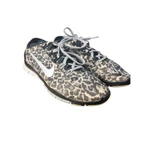 Nike Free 5.0 Leopard Print Womens Running Shoes Size 8 Black & Gray Lightweight